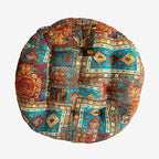 Round Bohemian Floor Pillow, Meditation Floor Seat Cushion, Large Soft Cotton Linen Pillows for Yoga Living Room Balcony Outdoor Tatami, 22x22 Inches (Blueflower Round)