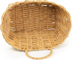Hanging Wall Basket Handwoven Wicker Basket for Plants, Flowers & Storage, Rustic Farmhouse Wall Decor Organizer, Light Brown Plastic Rattan