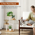IBUYKE 4 Tier Plant Stand Indoor, Metal Wood Plant Shelf for Multiple Plants, Small Tiered Corner Flower Pot Stand for Living Room Patio Balcony Garden, White TMJ073R