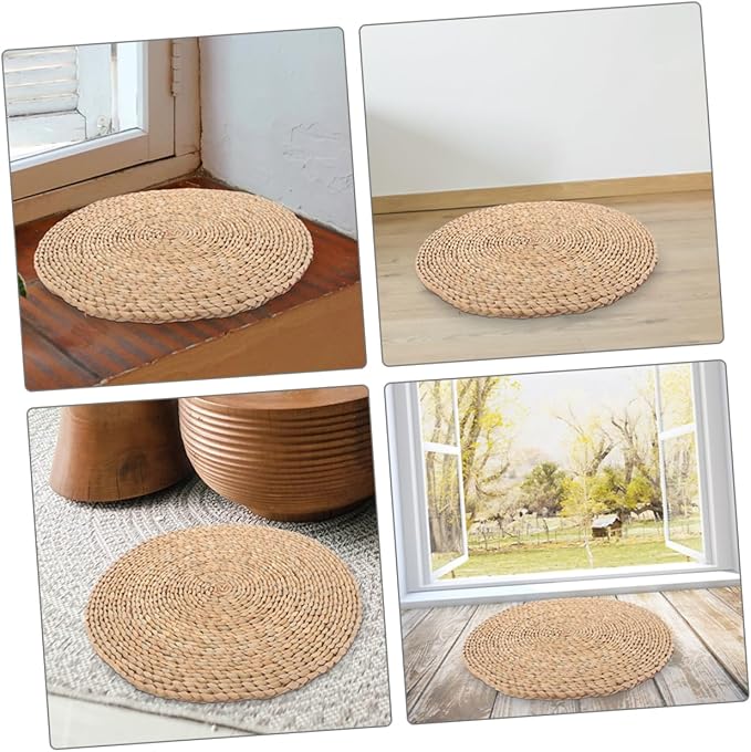 YARNOW Woven Floor Pillow Woven Seating Mat Meditation Cushion for Bedroom Rustic Decor