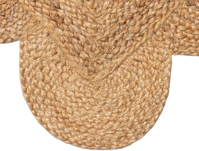 Weaving Cottage Scalloped Natural Jute Area Rug | Beige, 2X3 FT Handwoven Jute Doormat | Eco-Friendly, Durable, and Stylish | Perfect for Living Room, Bedroom, and Entryway