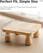 100% Solid Wood Plant Stand Indoor, Wooden Stool Display Stand, Riser Flower Pot Holder, Modern Plants Rack, Small Planter Tray for Home Decor, Living Room, Gardening, Natural (1PC)