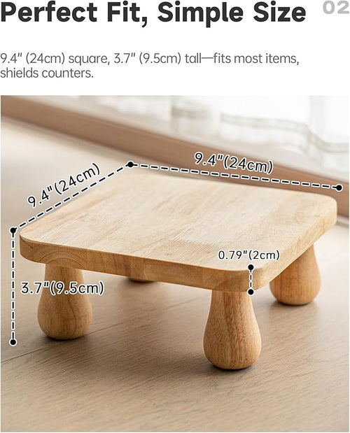 100% Solid Wood Plant Stand Indoor, Wooden Stool Display Stand, Riser Flower Pot Holder, Modern Plants Rack, Small Planter Tray for Home Decor, Living Room, Gardening, Natural (2PCS)