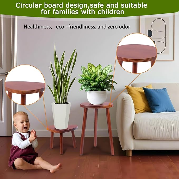 Plant Stand Indoor,2 Pack Single Plant Tables Indoor,Planter Stand,Multi-purpose Plant Shelf for Living Room Balcony Garden Patio Office,Walnut