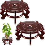 Geetery 2 Pcs 4 to 12 in Wooden Plant Stands Indoor Chinese Oriental Plant Stand for Vase Fishbowl Flower Pot Lamp Redwood Base Vintage Display Rack Decor(4 Inch)
