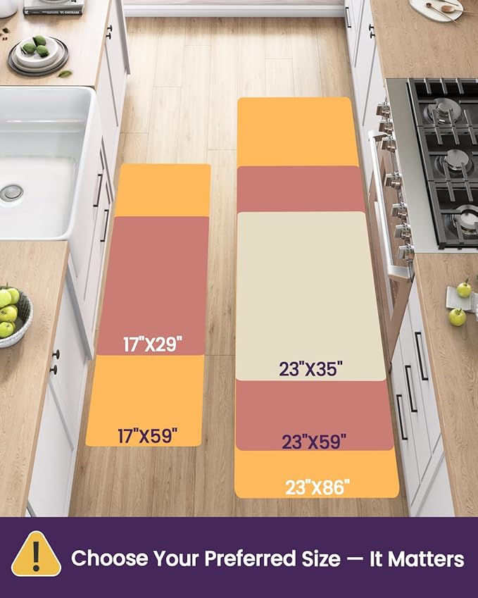 DEXI Kitchen Mats for Floor Cushioned, 23x86 Extra Large Wide Runner Rug Non Slip, Waterproof Soft Comfort Standing Padded Anti Fatigue Decorative, Light Beige
