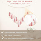 Luxbrand Large Macrame Wall Haning Boho Home Decor, Blush Pink Tassel Wall Decor Bohemian, Bedroom Living Room Girls Room Nursery Dorm Room Decoration Christmas Gift