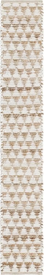 Unique Loom Chindi Jute Collection Area Rug (1' 2" x 8' Table Runner, White/ Natural)