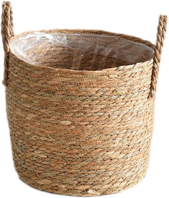 Straw Flower Pots, Plant Baskets Indoor, Basket Planter, Versatile Rattan Grass Woven Flower Planter, Plant Pot for Living Room Balcony Garden Decoration,Indoor & Outdoor