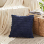 Fancy Homi 4 Packs Dark Grey Decorative Throw Pillow Covers 14x14 Inch for Couch Bed, Rustic Modern Farmhouse Boho Home Decor, Soft Plush Corduroy Gray Cute Square Accent Cushion Case 35x35 cm