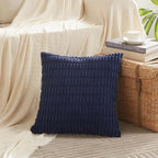 Fancy Homi 4 Packs Navy Blue Decorative Throw Pillow Covers 26x26 Inch for Living Room Couch Bed Sofa, Rustic Modern Farmhouse Boho Home Decor, Soft Plush Corduroy Cute Square Cushion Case 66x66 cm