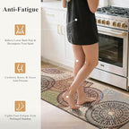 HEBE Cushioned Kitchen Mats for Floor Set of 2, Non Slip Anti Fatigue Kitchen Rugs and Mats, Floral Waterproof Comfort Foam Standing Mat Floor Carpet for Kitchen,Home Office,Sink,Laundry