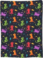 Colorful Cat Throw Blanket Soft Flannel Blanket 60"x50" in Bed Blanket Home Decor for Room Sofa Couch All Season