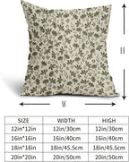 Olive Green Floral Pillow Covers 20x20 Set of 2 Vintage Rustic Old Style Cute Small Flower Green Cream Print Decorative Outdoor Pillowcases Farmhouse Throw Cushion Case Decor for Couch Sofa Bed
