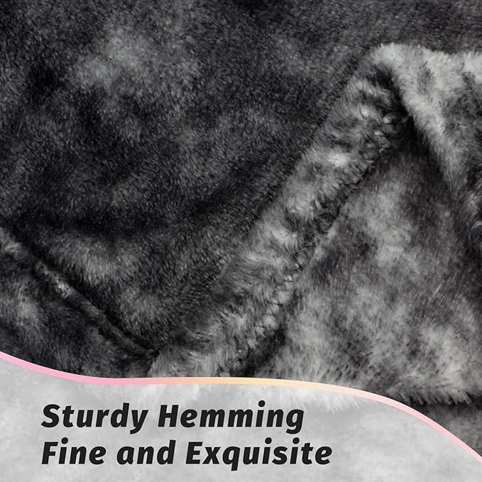 MACEVIA Throw Blanket for Couch Dark Gray, Faux Fur Fleece Flannel Blankets for Men and Women, Soft Lightweight Flannel Blanket for Chair Sofa Bed 260GSM, Suitable for All Seasons (Grey, 50"x60")