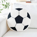 Soccer Pillow,12" Soccer Plush Pillow Decorative Throw Pillow Floor Cushion Seating Cushion,Round Soccer Ball Throw Pillow for Sofa Couch Living Room (Black)