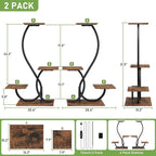 Plant Stand Indoor with Grow Lights - 2 Pack Plant Shelf, Lighted Corner Plant Stands for Indoor Growing, 4 Tiered Metal Flower Holder, S-Shaped Decorative Shelves for Home, Hallway, Black