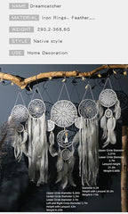 5 Pack Moon Phase Dreamcatcher Set Boho Wall Decor, Boho Macrame Wall Hanging Dream Catchers, for Home, Bedroom, Living Room, Witchy Gifts (Camel)