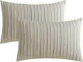 JELLYMONI Pillowcases King Size Khaki 2 Pack Boho Striped Bed Pillow Covers 20x36in Polyester Envelope Pillow Shams Tufted Bohemian Textured (Pillows are not Included)
