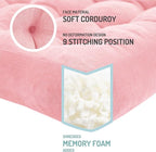 Meditation Floor Pillow Pink, Square Large Pillows Seating for Adults, Tufted Corduroy Cushion for Living Room Tatami, 22x22 Inch, 1 Count (Pack of 1)