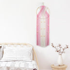 EOBTAIN Pink Macrame Wall Hanging Dream Catchers Pink and Beige Woven Tapestry Wall Art with Ombre Tassel, Boho Macrame Wall Decor for Bedroom Living Room Apartment Home,31.5L x9.84W Inch