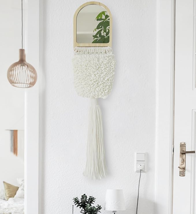 Small Mirror Wall Hanging Boho Macrame Mirror Macrame Wall Art Decortive Bathroom Handmade Home Wall Decor 27" L