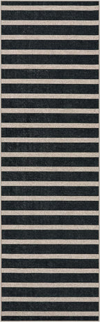 Lahome Elance Striped Easy Jute Runner Rug, 2x8 Kitchen Rug Non Slip Washable Outdoor Runner for Entryway Indoor, Farmhouse Black Indoor Outdoor Carpet for Hallway 8ft Entry