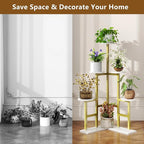IBUYKE 6 Tier Plant Stand Indoor, Tall Flower Pot Stand for Multiple Plants, Tiered Corner Plant Shelf for Living Room Patio Balcony Garden, , Gold TMJ072G