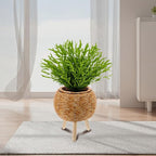 Home Woven Rattan Plant Basket Plant Pot Rack for Indoor and Outdoor Use Stylish Flower Pot Stand for Living Room Balcony and Garden Decor