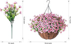 HyeFlora Artificial Fake Hanging Plants Flowers with Basket Outdoor Spring Decor, Faux Silk Pink Daisy in Pot Planter Realistic UV Resistant for Porch Home Indoor Patio Balcony Garden Yard