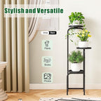 Plant Stand Indoor Outdoor 3 Tier Metal Plant Shelf for Multiple Plants Corner Flower Holders for Living Room Balcony Bedroom Patio Garden, Black (Black, 3-Tier)