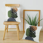 JASEN Abstract Boho Pillow Covers 18x18,Soft Mid Century Palm Fronds Decorative Throw Pillows for Couch Bed Sofa Bedroom（Only 1 Pillow Cover）