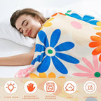 Frienda Vintage Flower Blanket Boho Colorful Throw Blanket Hippie Soft Blanket Preppy Decor Aesthetic Floral Flannel Throw Blanket for Sofa Couch Bed Chair or Dorm Supplies 50" x 60"