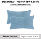 decorUhome Chenille Grey Blue Spring Throw Pillow Covers 12x20 Inch Set of 2, Decorative Soft Couch Pillow Covers Solid Dyed Accent Farmhouse Neutral Rectangle Pillow Cases for Sofa
