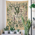 Vintage Flowers Tapestry 48”x36”, Long Vertical Wall Hanging Reference Illustrative Botanical Tapestries for Bedroom Aesthetic Floral Tapistry Botanical Plants Tapestry Wall Hanging Cute Bedroom Decor