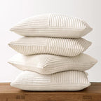 MIULEE Beige Throw Pillow Covers 16x16 Inch Set of 4 Boho Patchwork Cushion Cases Modern Farmhouse Pillow Cases with Invisible Zipper Corduroy Striped Home Decor for Couch Sofa Bedroom