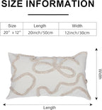 Coquette Bow Tufted Throw Pillow Cover 12x 20, Boho Neutral Linen Pillow Cushion Cases,Farmhouse Modern Decorative Pillows for Bed, Outdoor Couch Bedroom Car Cream