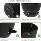 3 Pack 10 Hanging Flower Pots with Chains Self Watering Plastic Planters for Indoor Outdoor Plants, Sturdy Triangular Iron Chain Design for Garden PorchPlastic Hanging Flower pots (3, Black)