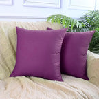 4-Pack 100% Cotton Comfortable Solid Decorative Throw Pillow Case Square Cushion Cover Pillowcase Sublimation Blank Pillow Covers (Cover Only,No Insert)(16x16 inch/ 40x40cm,Dark Reddish Purple)