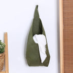 100% Linen Hanging Storage Bags Baskets 2 Pcs, Small Wall Storage Bag for Kitchen, Bedroom, RV Camper Organizer, Sewing Room, Nursery Storage, Kids Room, Army Green