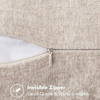 MIULEE Pack of 2 Couch Throw Pillow Covers 18x18 Inch Natural Beige Farmhouse Decorative Pillow Covers with Stitched Edge Taupe Soft Chenille Solid Dyed Pillow Covers for Sofa Bed Living Room