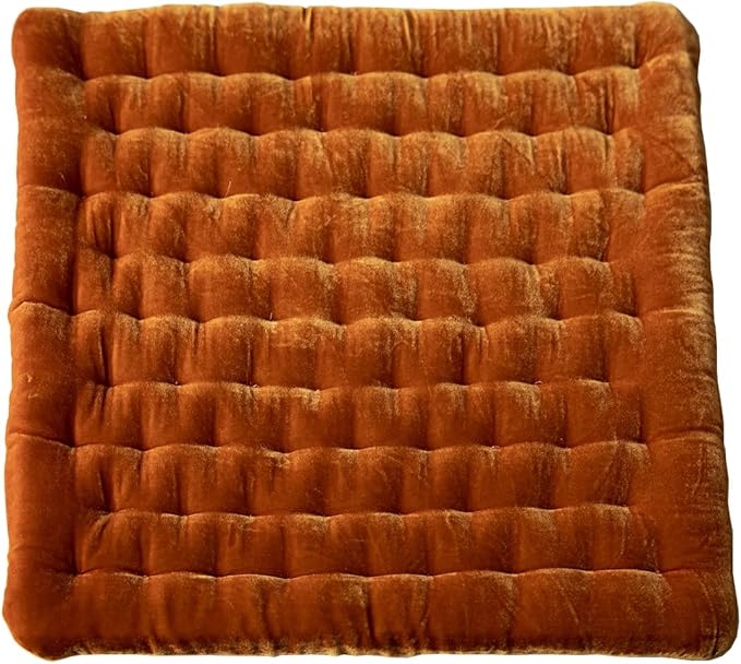 vctops Luxury Velvet Square Chair Pad Thin Soft and Comfy Chair Cushion Tufted Indoor Seat Cushion Pillow Tatami (Orange,17"x17")