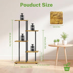 iDavosic.ly 4 Tier Plant Stand Indoor, Tiered Corner Metal Wood Multiple Flower Holder Shelf, 34 Inch Tall Orchid Display Rack for Patio Porch Living Room Balcony Outdoor, Modern Black & Rustic Brown