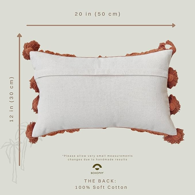 Boho Neutral Textured Throw Pillow Cover Tufted Decorative Pillowcase Nursery Cushion Cover cojin decorativo (Sanda Orange)