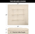 HAVARGO Recliner Cushions for Elderly, 20x20x5 Inch Thick Chair Cushion Patent Design Soft Tufted Dual Layer Booster Seat Cushions for Seniors Recliner Risers Beige 1P