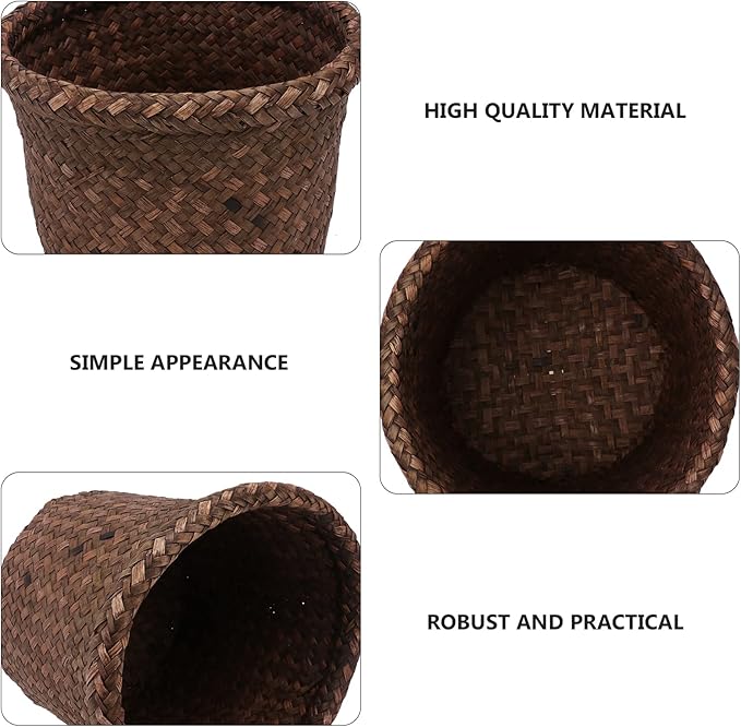 6 inch Seagrass Planter Basket, rattan plant basket Woven Flower Plant Pot Plant Container Flower Pot Cover, Stylish Planter Baskets for Indoor Plants- wicker storage bins S woven plant basket