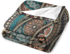 Colorful Bohemian Throw Blanket Vintage Floral Mandala Flower Aztec Boho Blanket for Sofa Bed Couch Chair Or Dorm 70"x80"