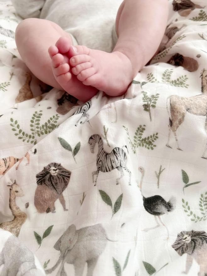 Little Jump Muslin Quilt Toddler Blanket - Silky Soft and Breathable Baby Quilt - Oversized 47" x 47" - 2 Layers Muslin Baby Blanket for Boy and Girls (Jungle-2)