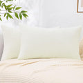decorUhome Chenille Cream White Spring Throw Pillow Covers 12x20 Inch Set of 2, Decorative Soft Couch Pillow Covers Solid Dyed Accent Farmhouse Neutral Rectangle Pillow Cases for Sofa