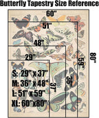 Vintage Butterfly Tapestry 48” x 36”, Long Vertical Wall Hanging Reference Illustrative Papillons Tapestries for Bedroom Aesthetic Butterfly Tapistry Cute Vertical Tapestry Wall Hanging Bedroom Decor
